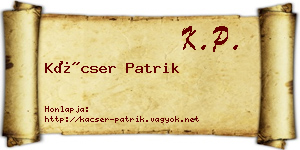 Kácser Patrik névjegykártya